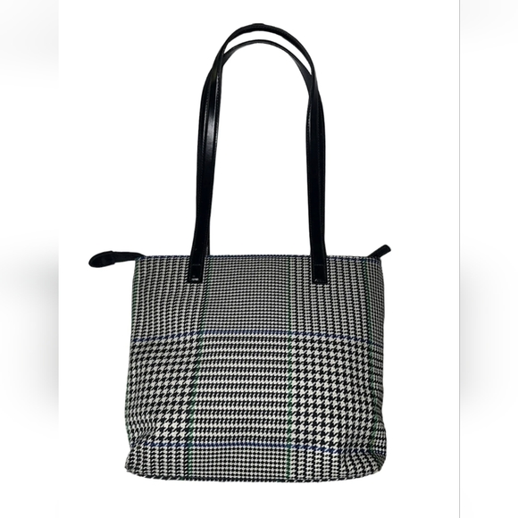 NEW RALPH LAUREN Green Black White Houndstooth Shoulder Hobo Handbag - Picture 2 of 5